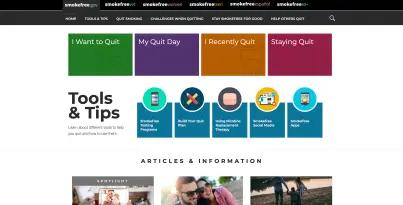 Screenshot of smokefree.gov